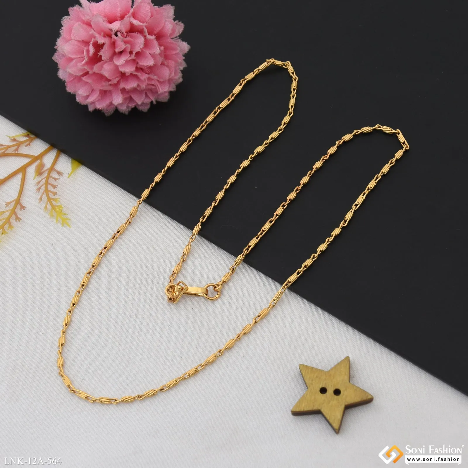 1 Gram Gold Plated Stunning Design Chain for Ladies - Style A564
