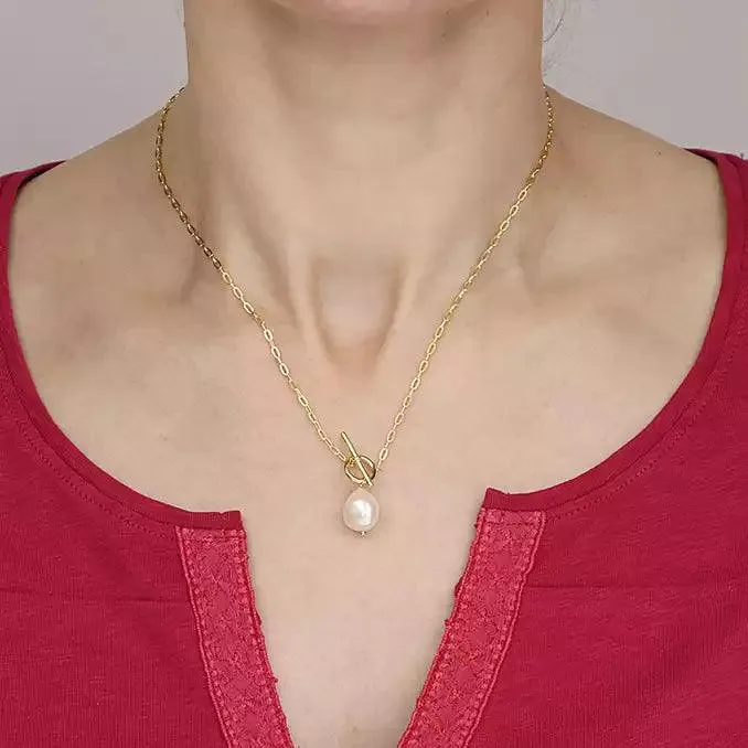 14ct Gold Vermeil Sterling Silver T-Bar Necklace