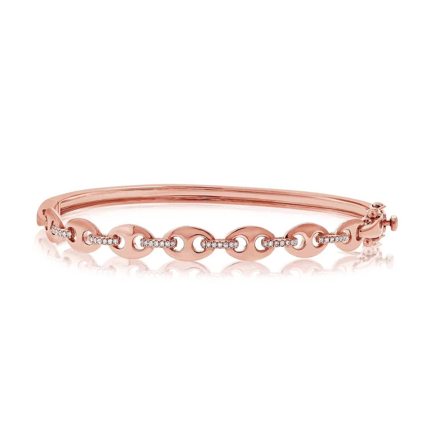 14K Gold & Diamond Stackable Link Bangle - 0.14ct