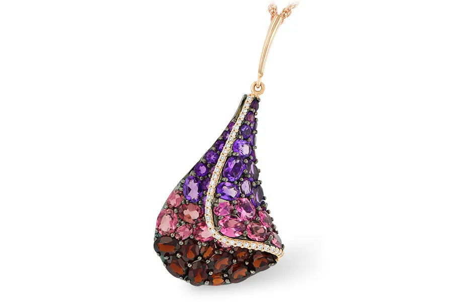 14K Rose Gold Amethyst, Garnet, and Pink Tourmaline Pendant