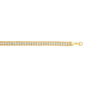14kt Gold 7.5 inches Yellow White Finish 8mm Shiny Dome Reversible Sadusa Bracelet with Lobster Clasp