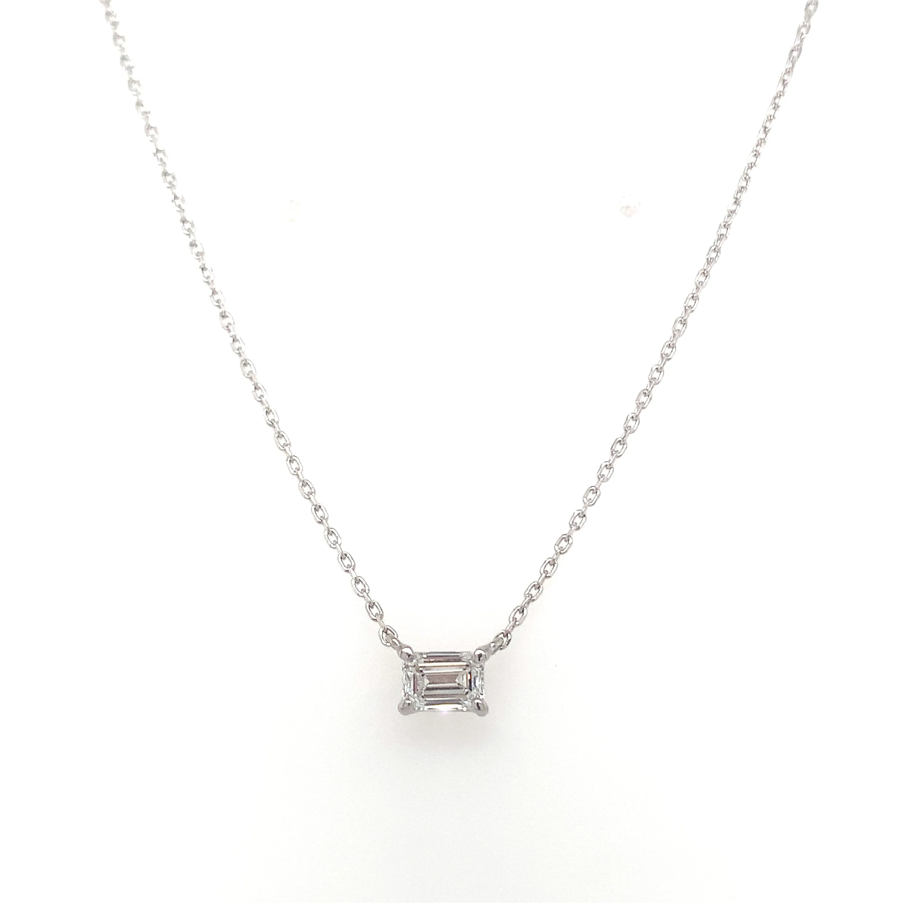 18ct White Gold 0.52ct Emerald Cut Laboratory Grown Diamond Pendant