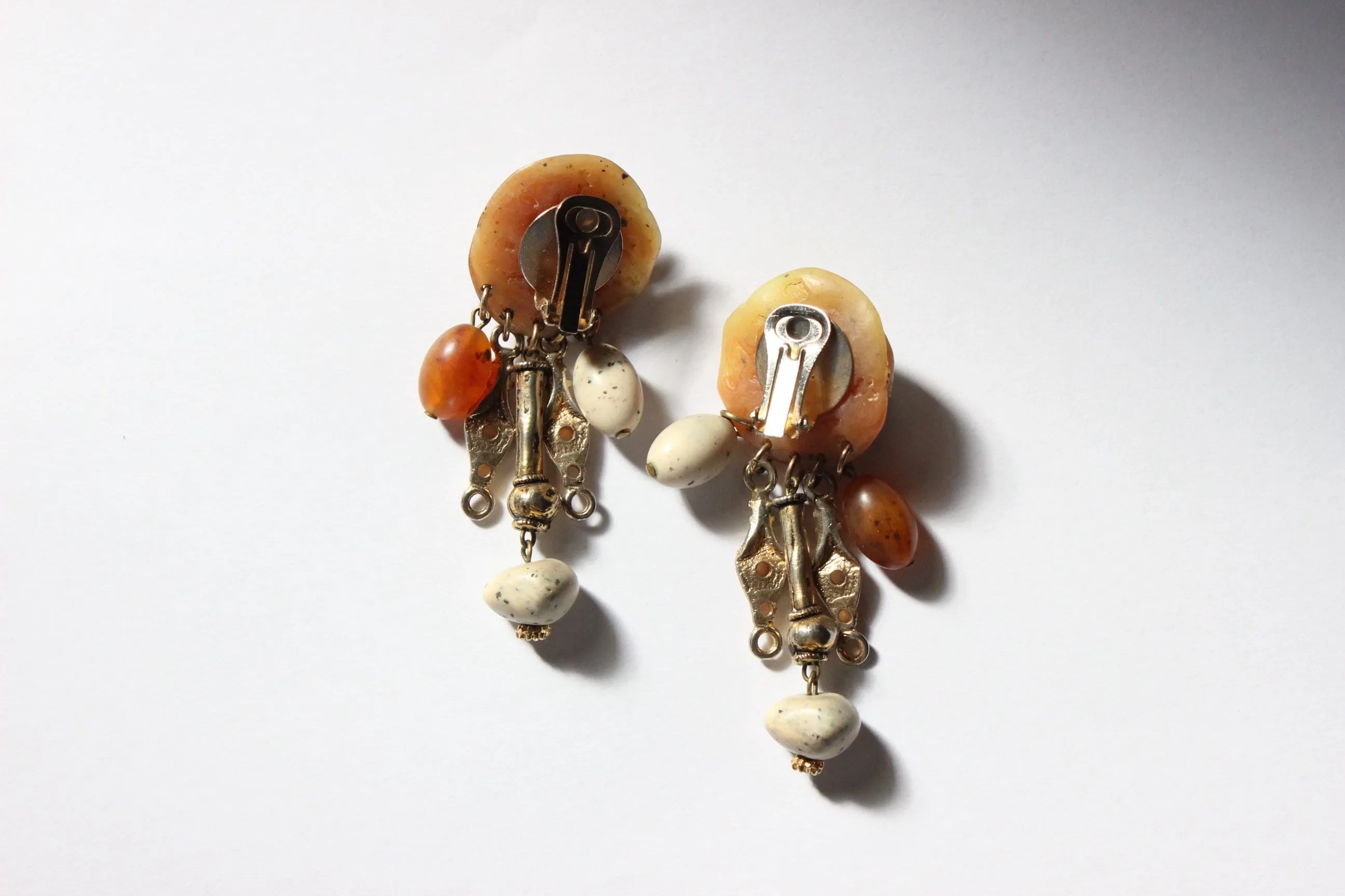 80s Funky Arty Abstract Dangly Clip On Earrings