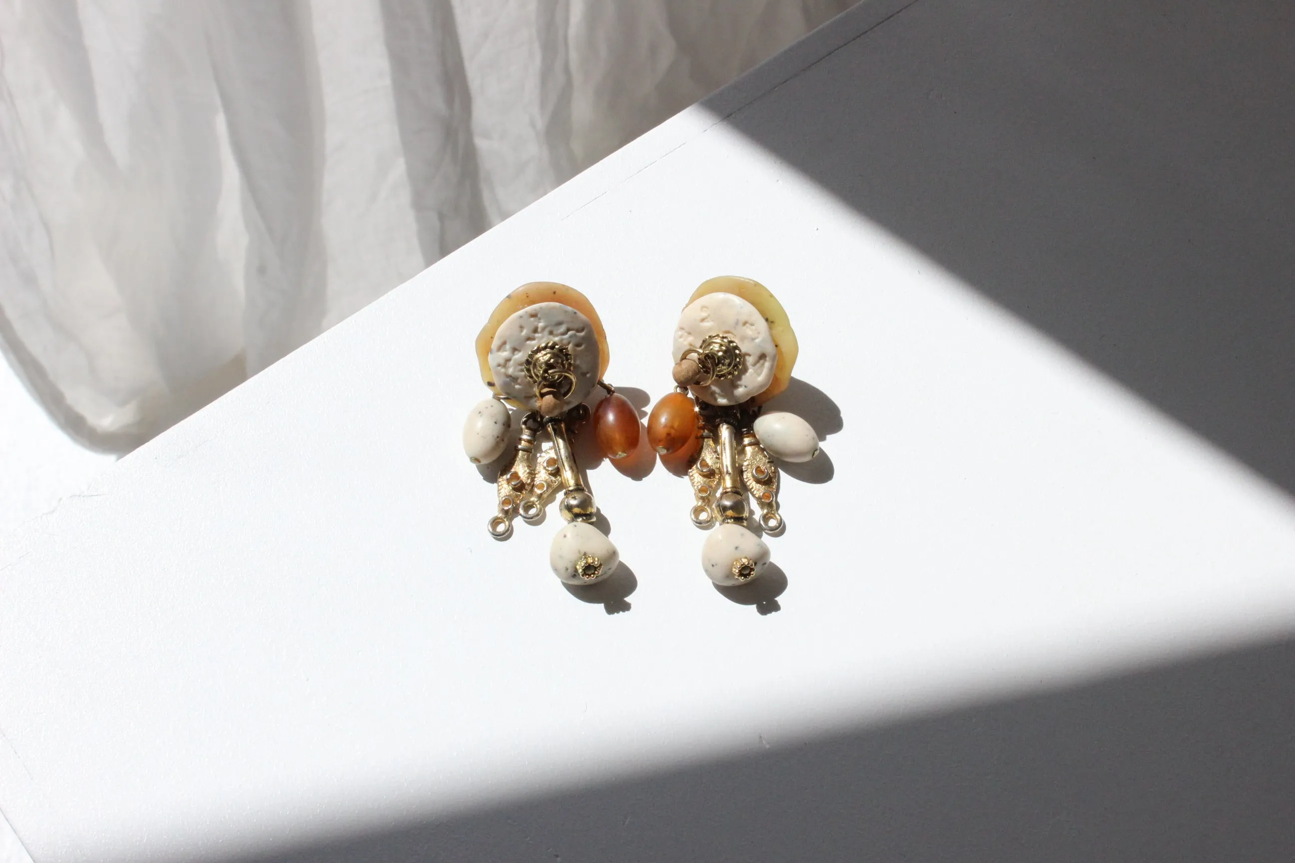 80s Funky Arty Abstract Dangly Clip On Earrings
