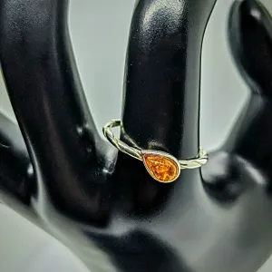 925 Sterling silver, Amber,  Ring.