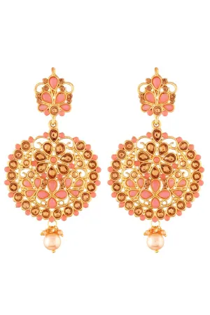 Alloy Chandbali Earrings in Pink