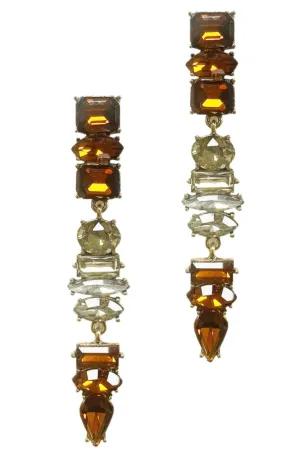 Amber Cascade Crystal Drop Earrings