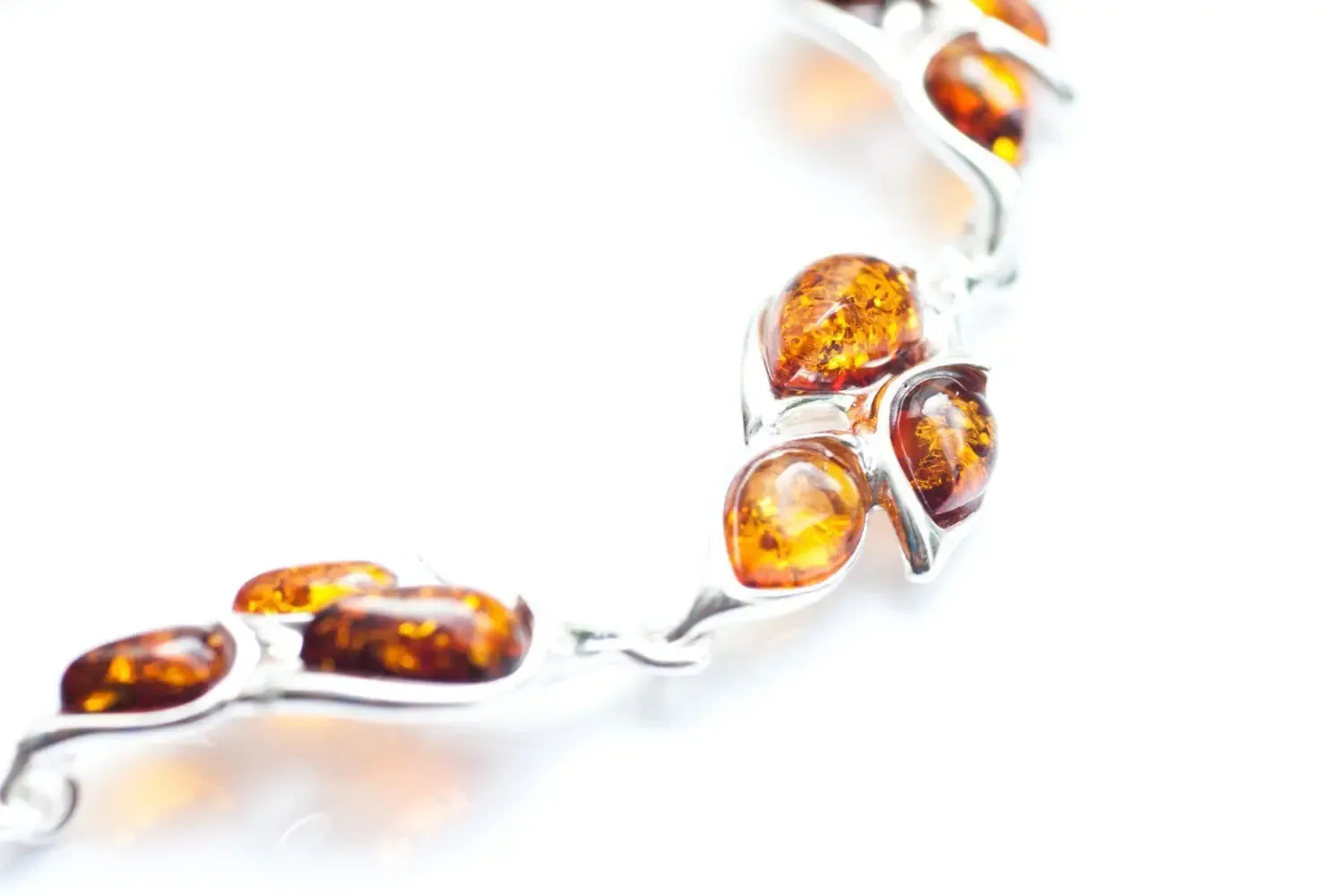 Amber Statement Leaf Link Bracelet | Handcrafted Sterling Silver - Nature-Inspired Elegance
