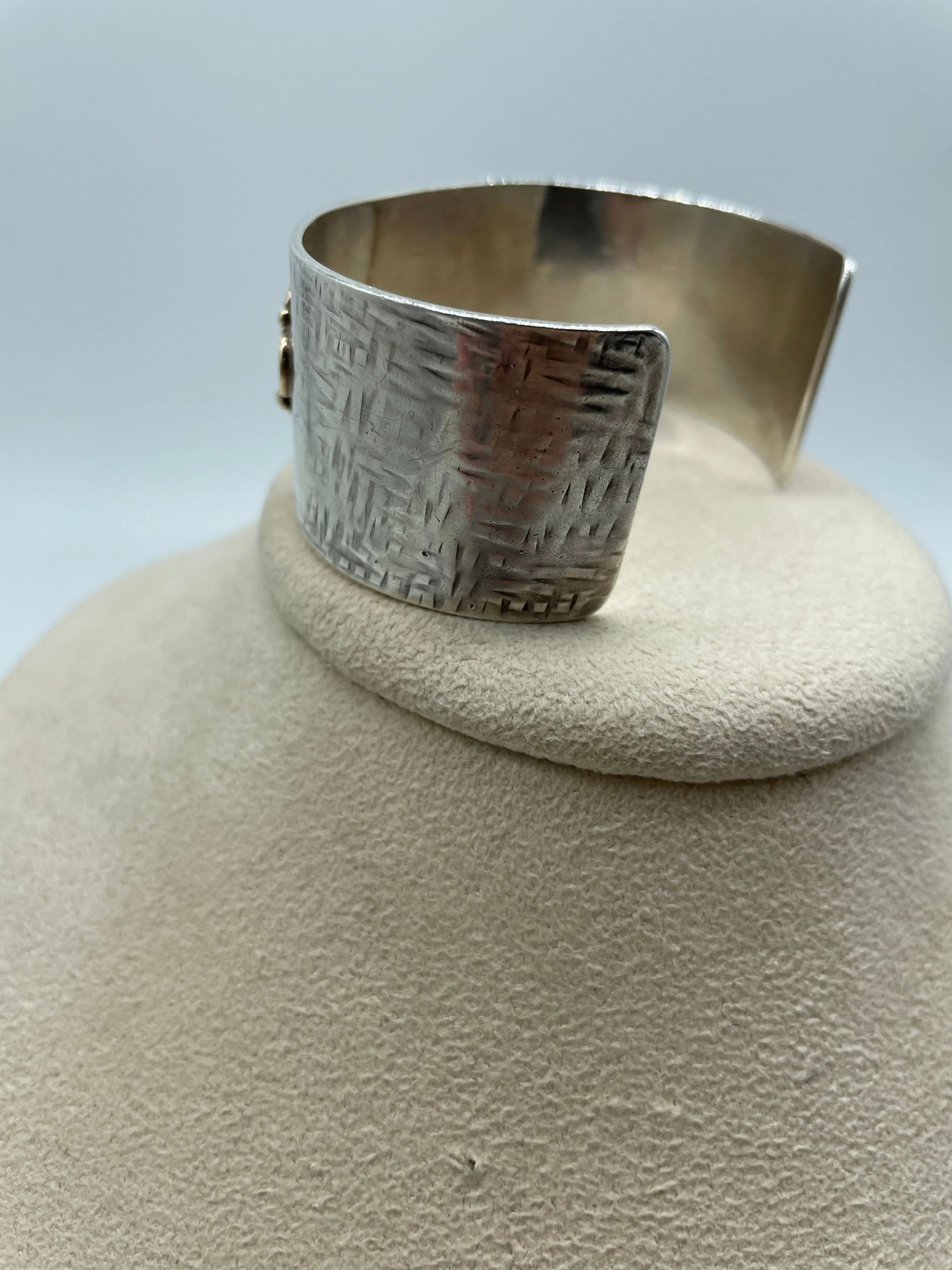 Amber, Sterling and Gold Cuff Bracelet