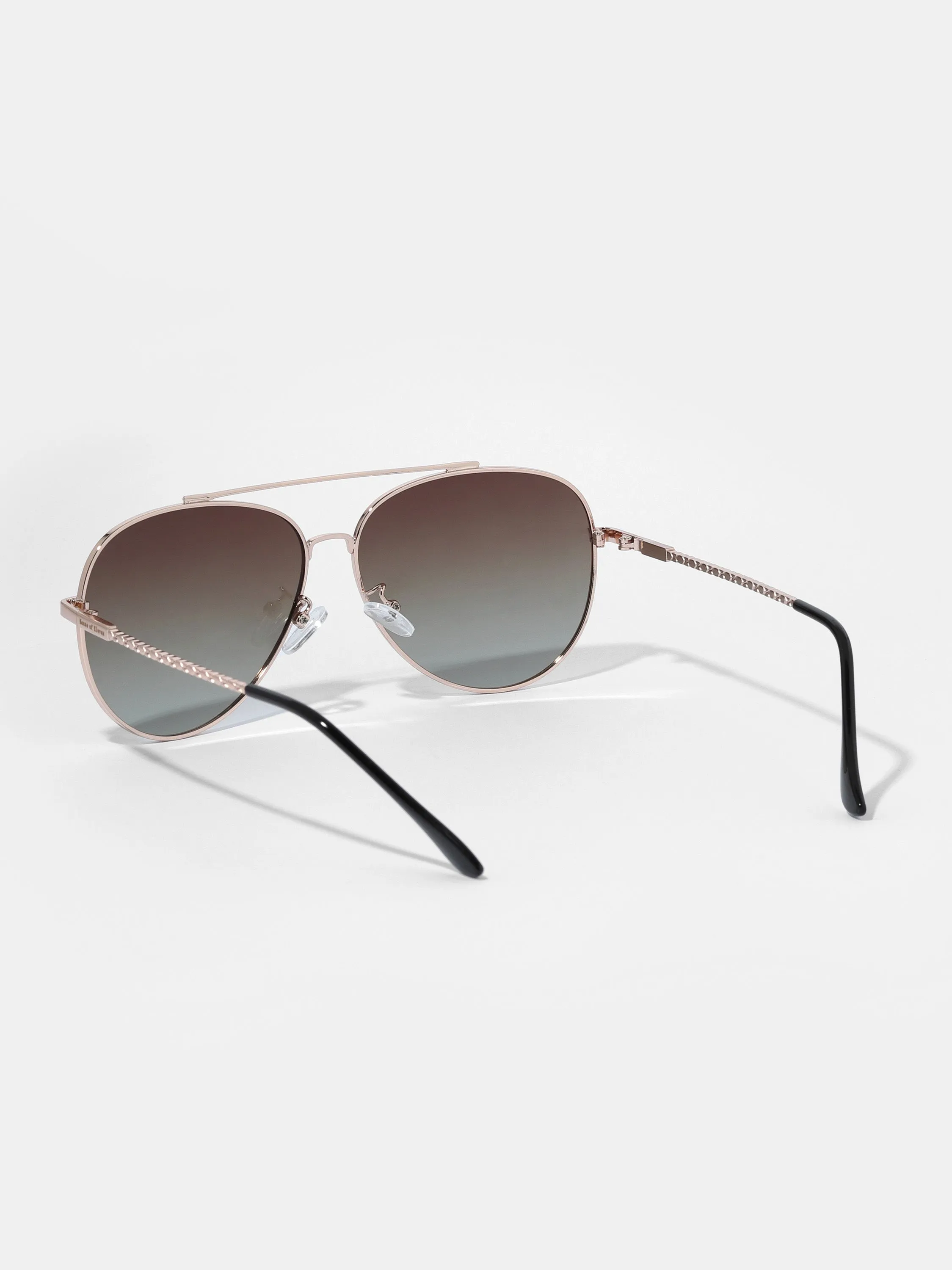 Amber Sunrise Metal Aviator Sunglasses