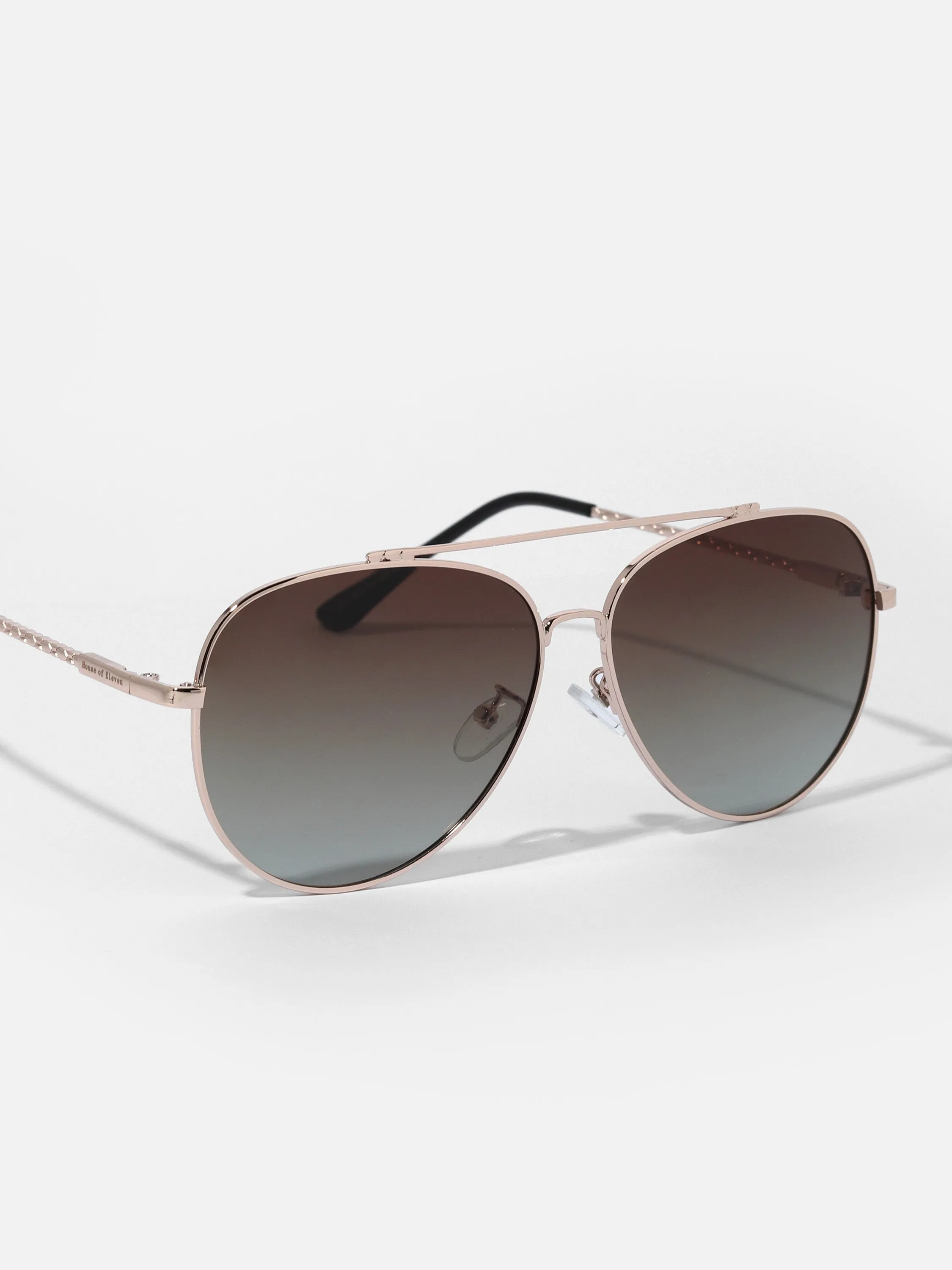 Amber Sunrise Metal Aviator Sunglasses