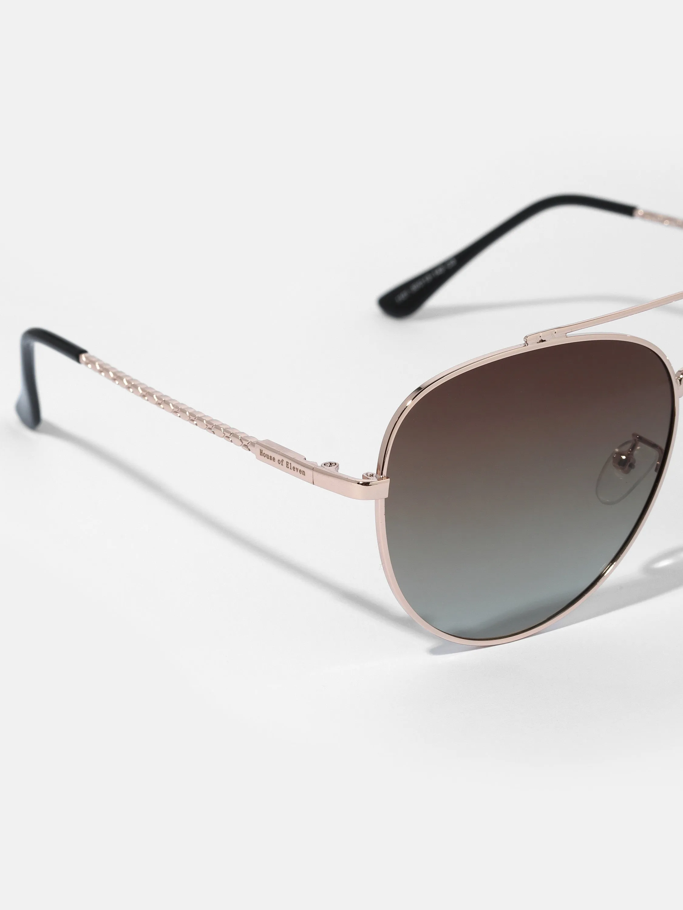 Amber Sunrise Metal Aviator Sunglasses