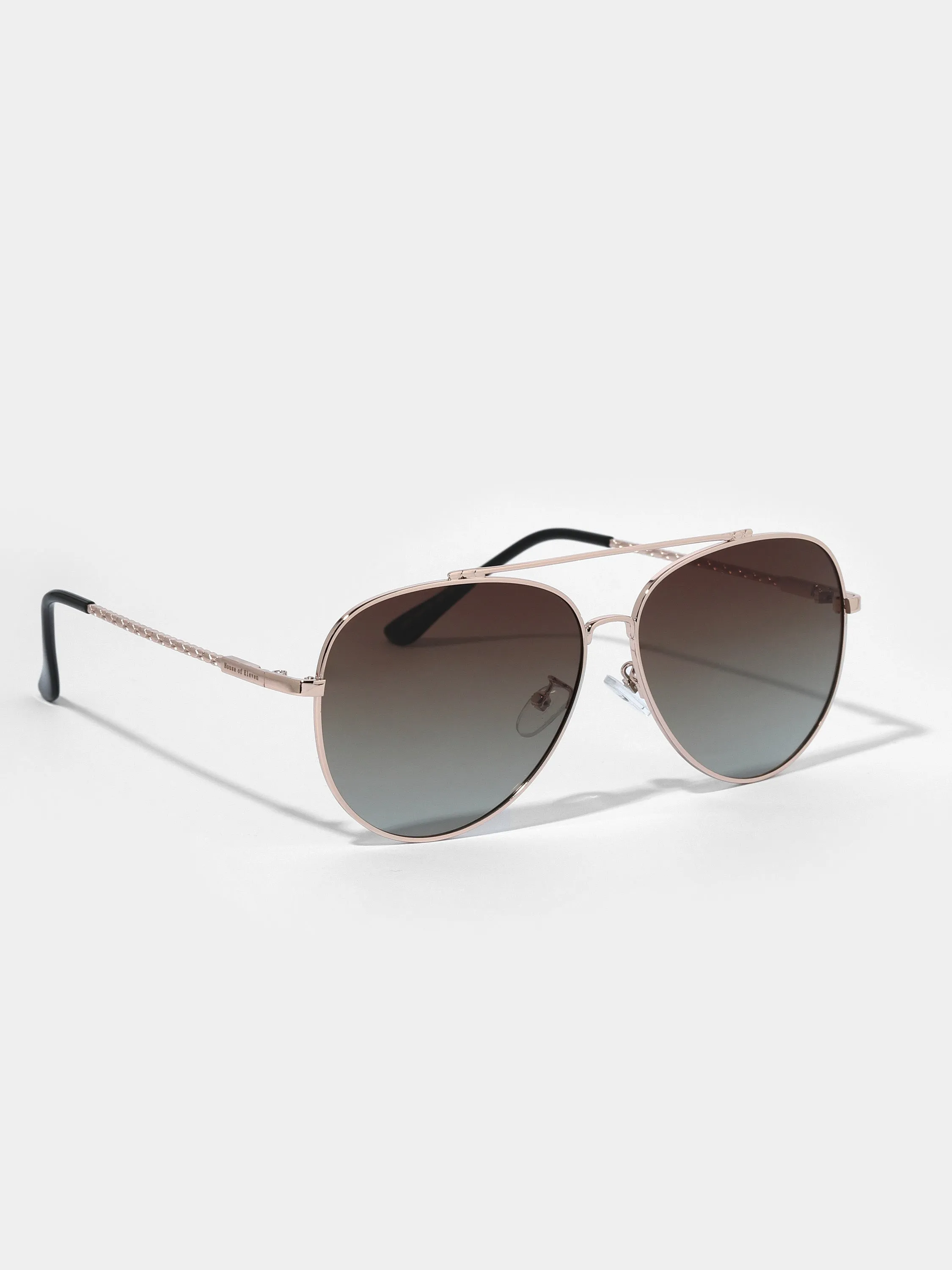 Amber Sunrise Metal Aviator Sunglasses