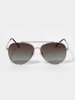 Amber Sunrise Metal Aviator Sunglasses