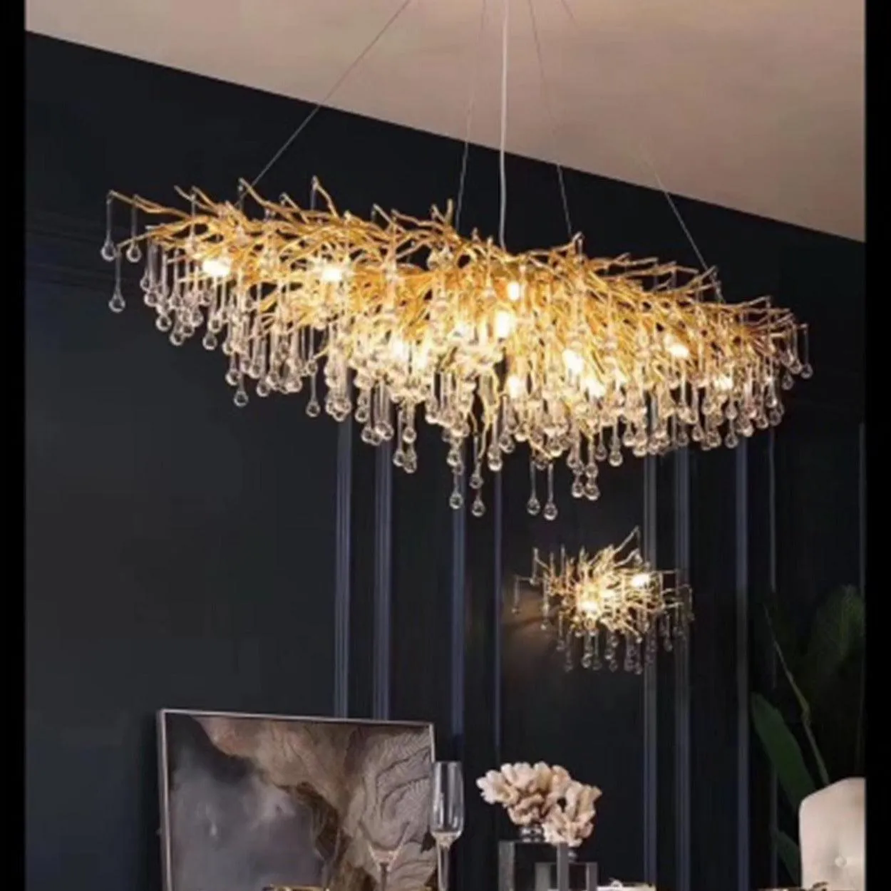 ANKUR TREE BRANCH RAIN DROP MODERN CRYSTAL CHANDELIER
