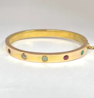 Antique, 15ct Gold Acrostic 'Adore' Bangle (Diamond, Amethyst, Opal, Emerald, Ruby)