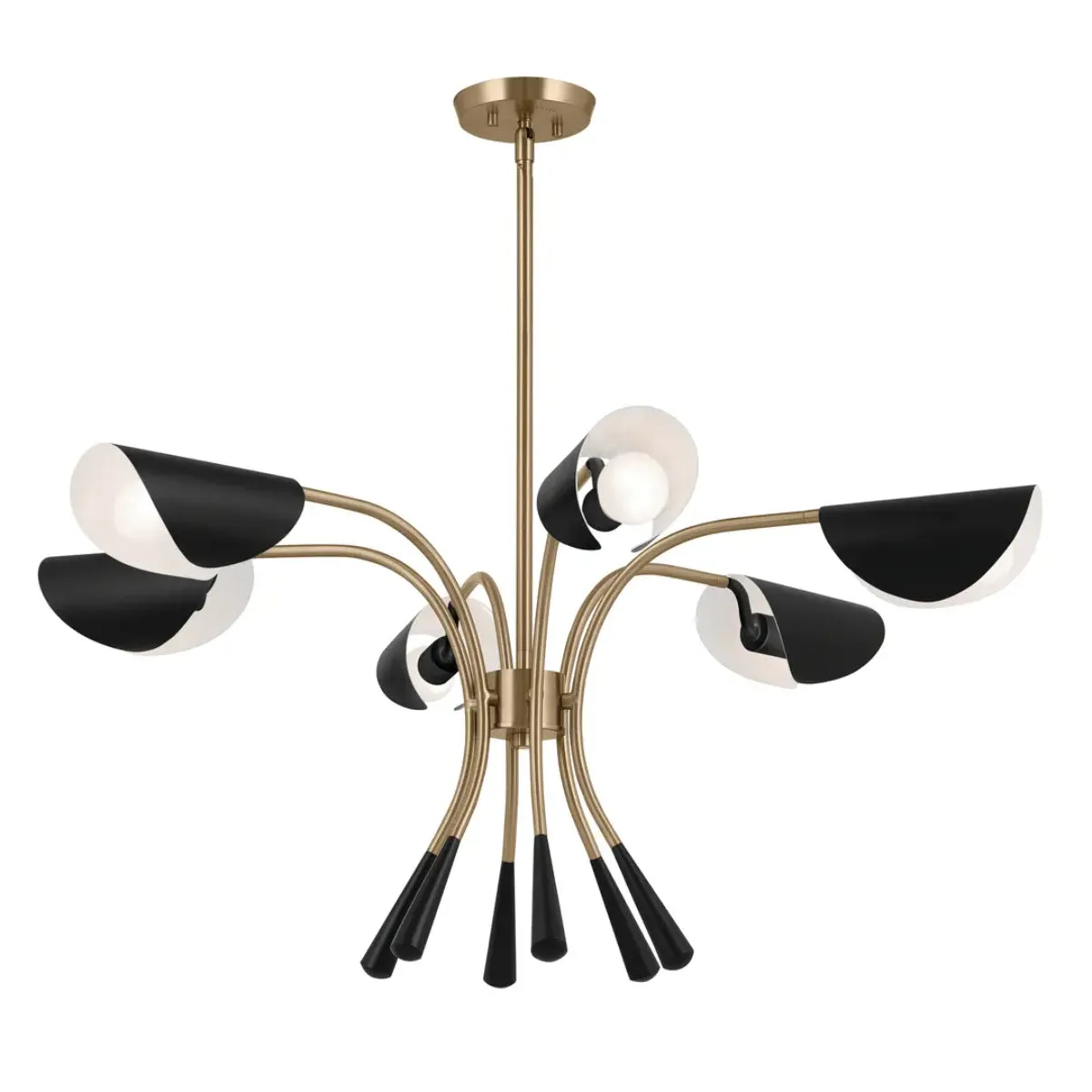 Arcus 39 in. 6 Lights Chandelier Champagne Bronze Finish with Black shade