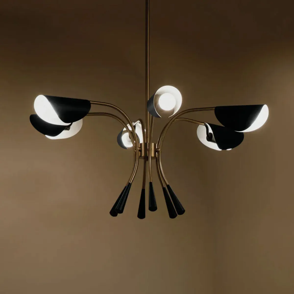 Arcus 39 in. 6 Lights Chandelier Champagne Bronze Finish with Black shade