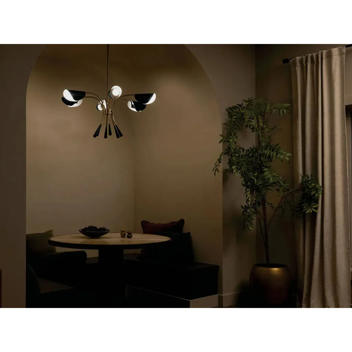 Arcus 39 in. 6 Lights Chandelier Champagne Bronze Finish with Black shade