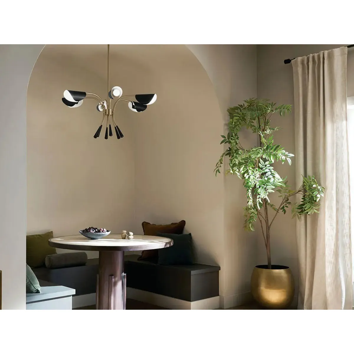 Arcus 39 in. 6 Lights Chandelier Champagne Bronze Finish with Black shade