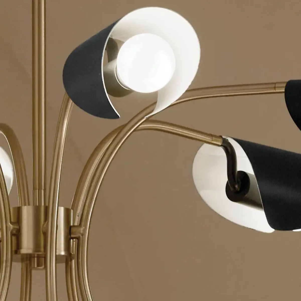 Arcus 39 in. 6 Lights Chandelier Champagne Bronze Finish with Black shade