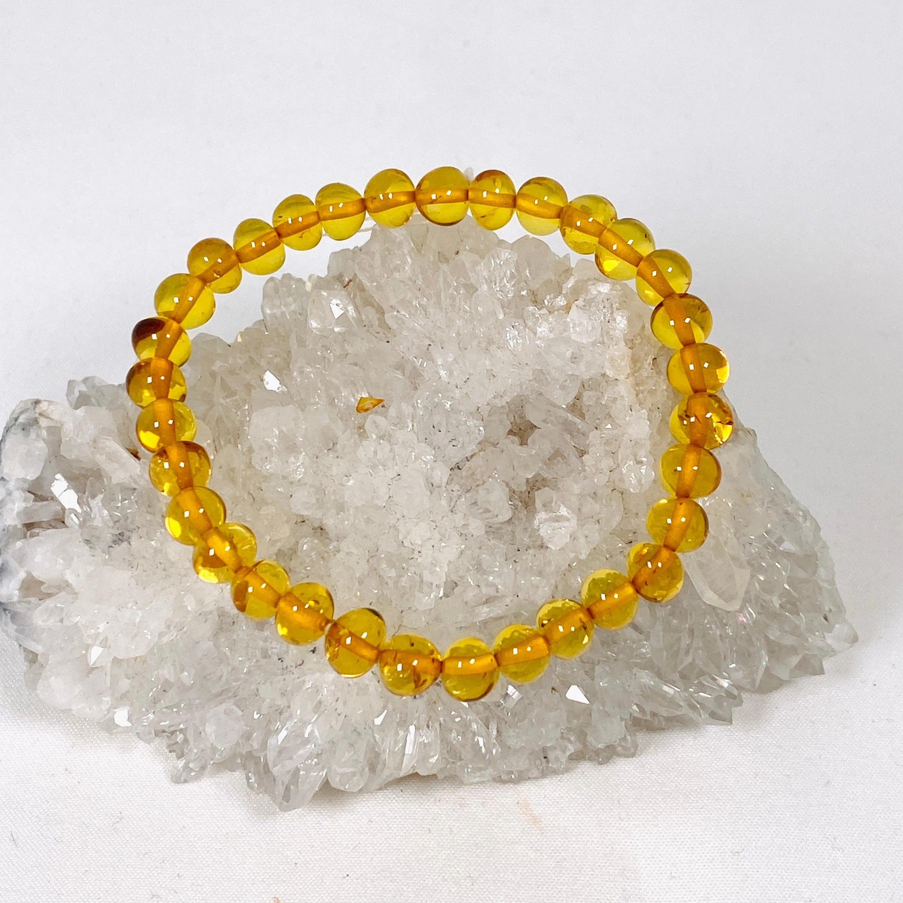 Baltic Amber Honey 5mm round beaded bracelet AMB193