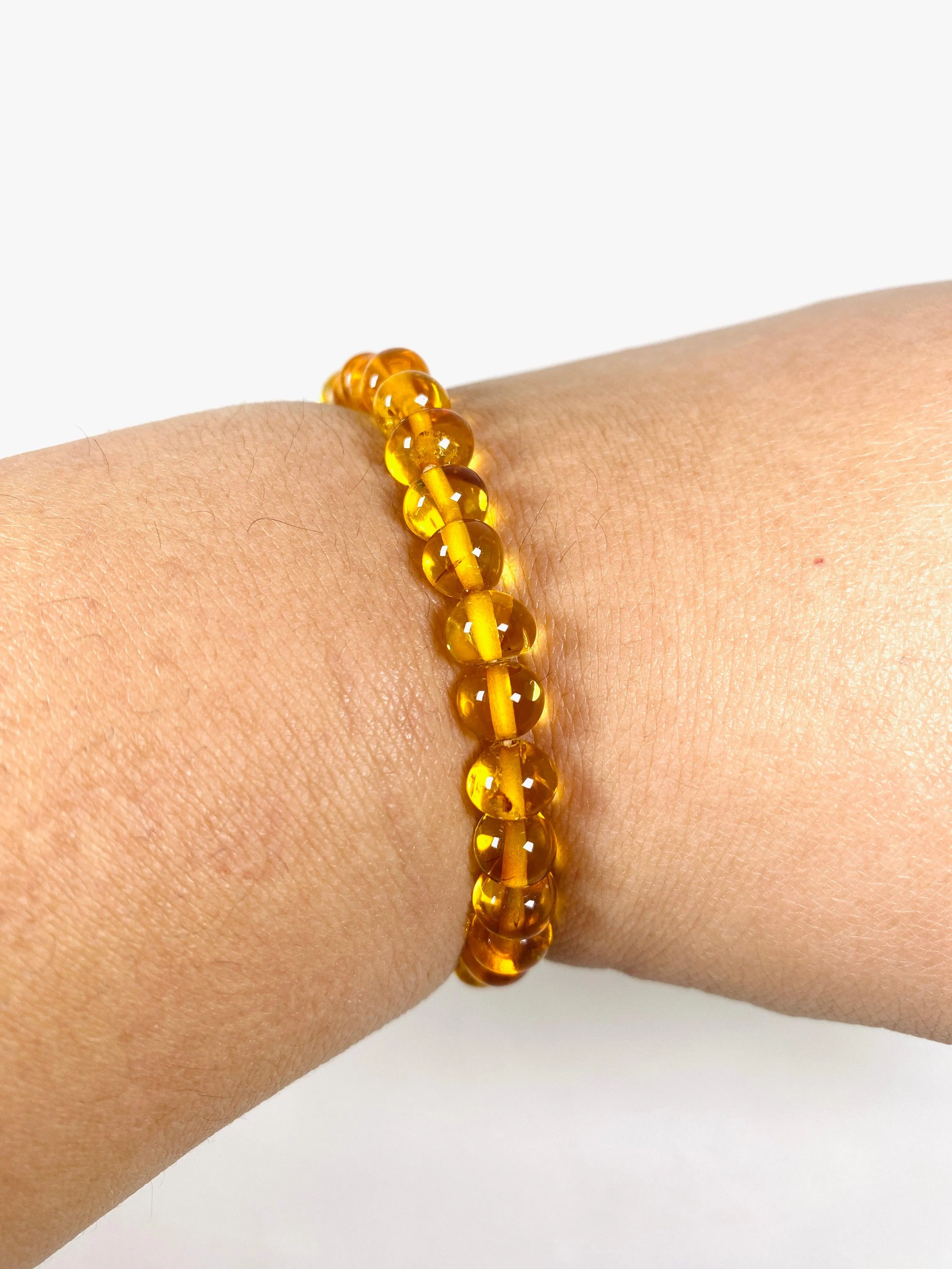 Baltic Amber Honey 5mm round beaded bracelet AMB193