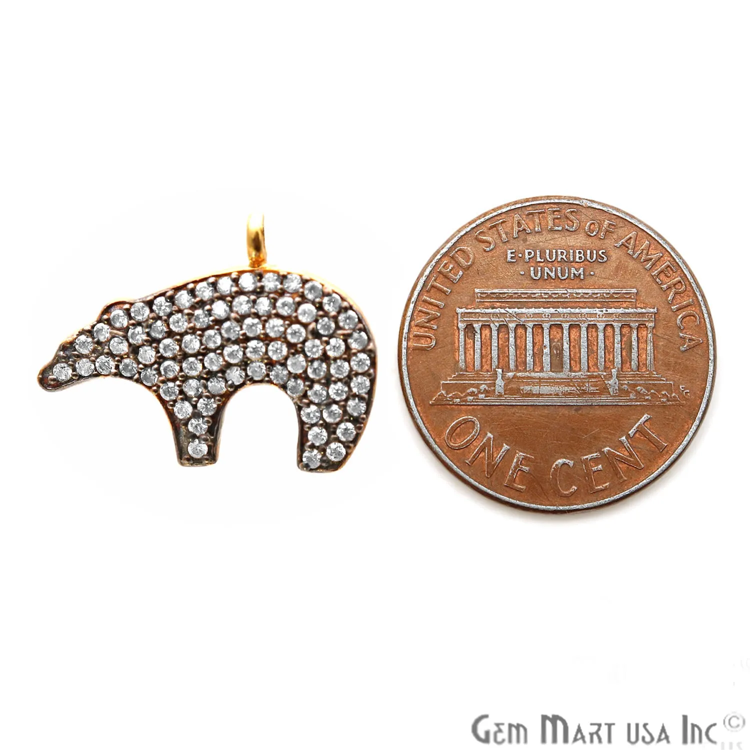 'Bear' CZ Pave Gold Vermeil Charm for Bracelet & Pendants