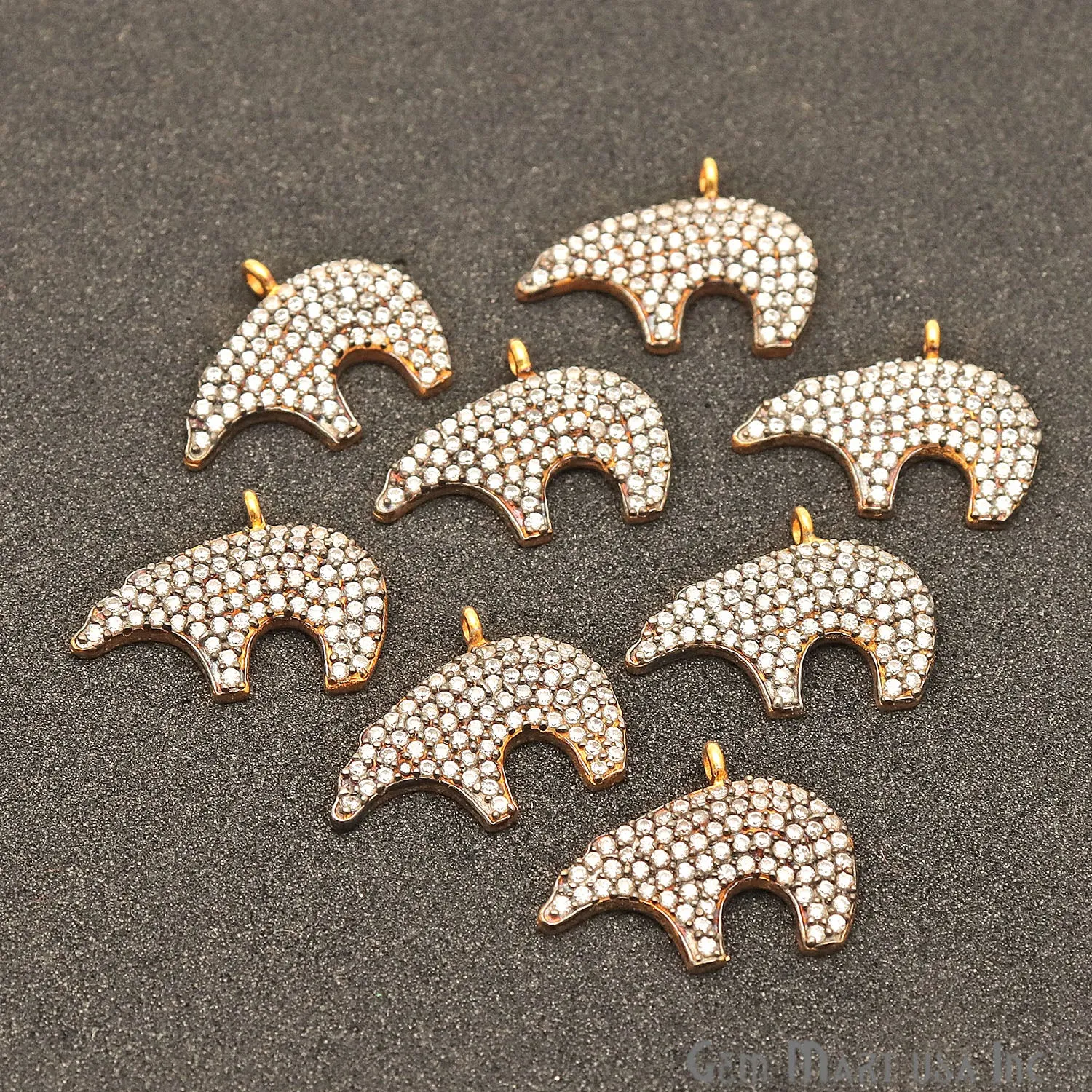 'Bear' CZ Pave Gold Vermeil Charm for Bracelet & Pendants