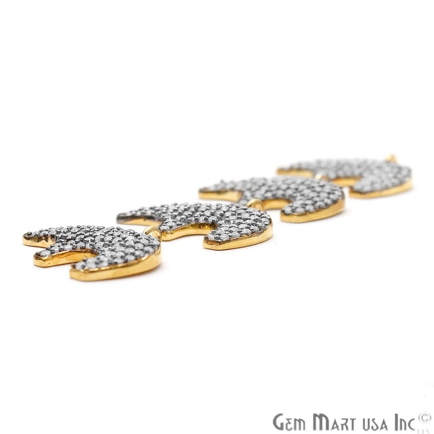 'Bear' CZ Pave Gold Vermeil Charm for Bracelet & Pendants