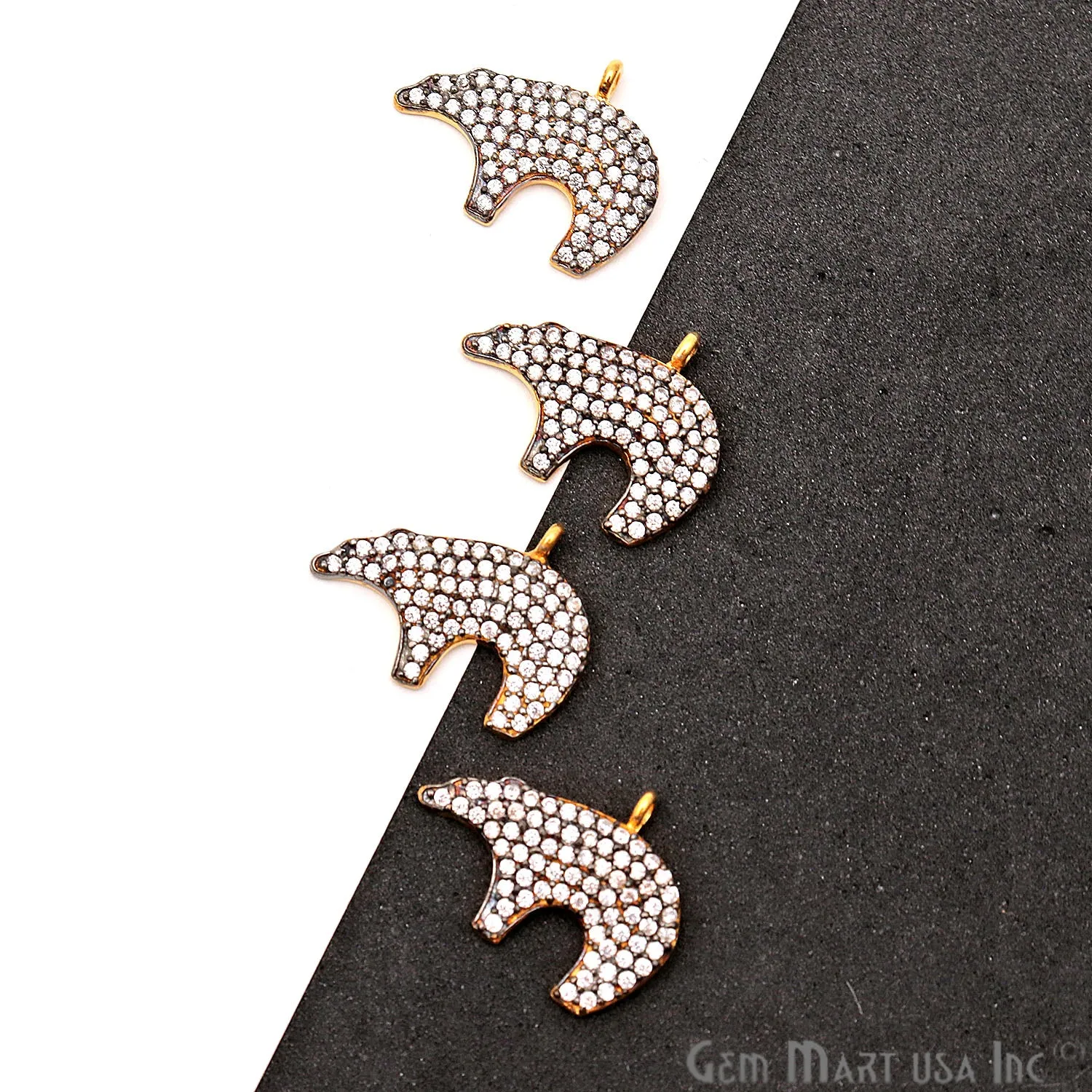 'Bear' CZ Pave Gold Vermeil Charm for Bracelet & Pendants
