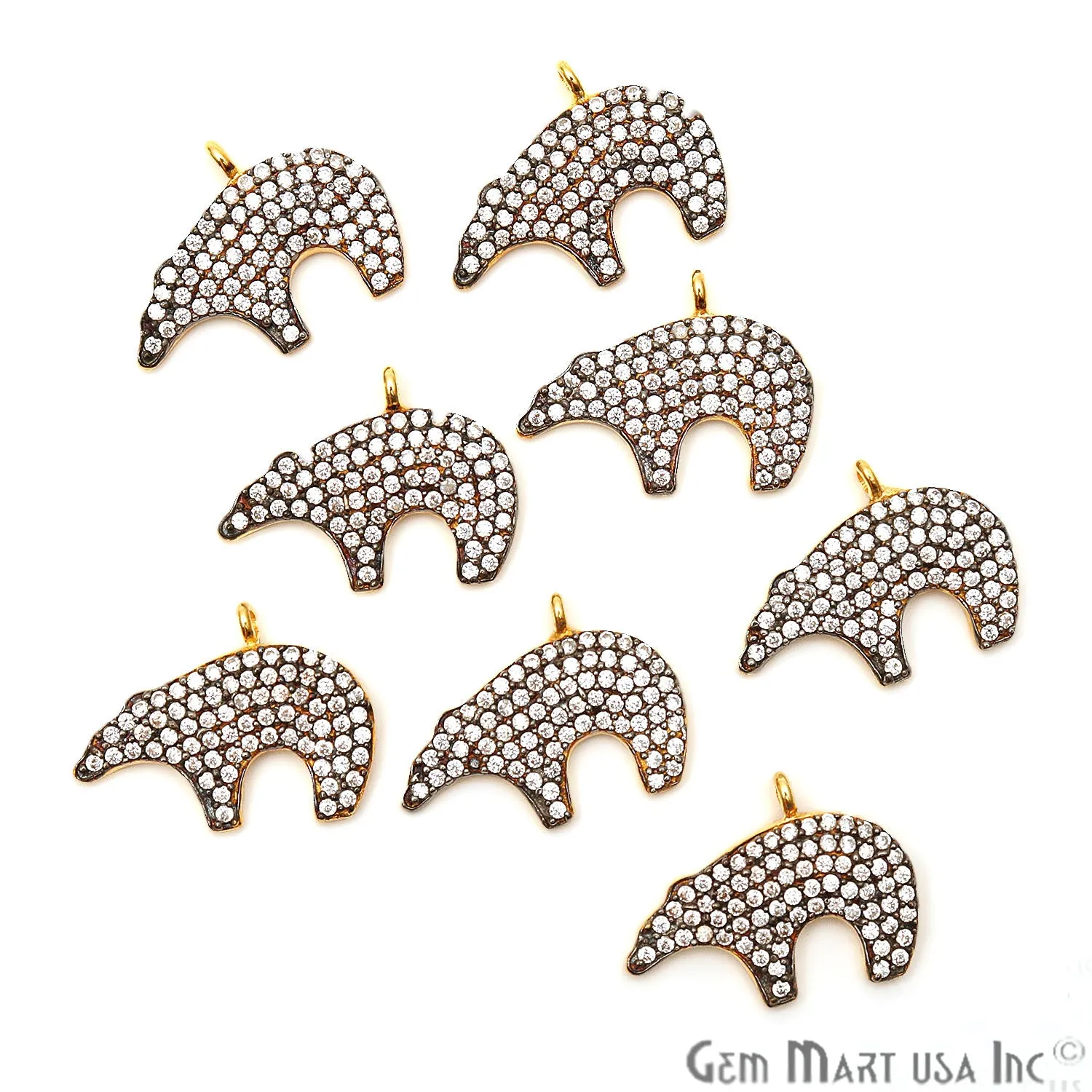 'Bear' CZ Pave Gold Vermeil Charm for Bracelet & Pendants