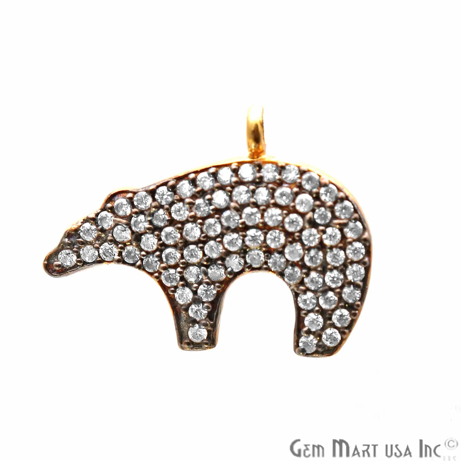 'Bear' CZ Pave Gold Vermeil Charm for Bracelet & Pendants