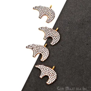 'Bear' CZ Pave Gold Vermeil Charm for Bracelet & Pendants