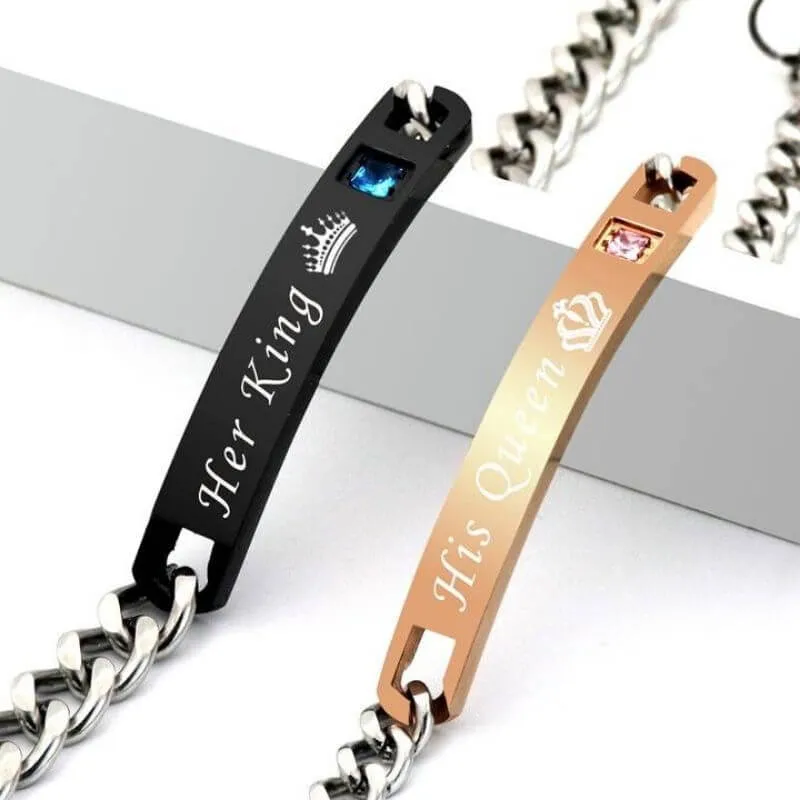 Bracelet Couple <br> King Queen (Acier)