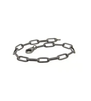 BRACELET ITALY MEN CUBAN LINK CHAIN BURNISHED SILVER