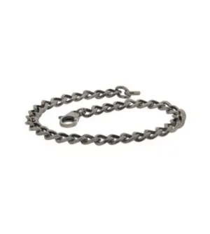 BRACELET ITALY MEN VUOTA GRUMETA CHAIN BURNISHED SILVER