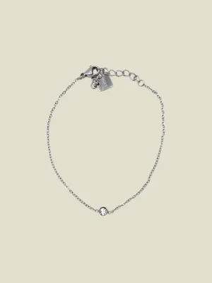 Bracelet Thin White Zircon Silver