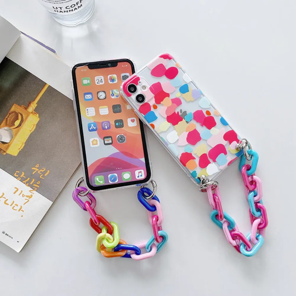 Colorful Phone Case With Bracelet Chain For iPhone