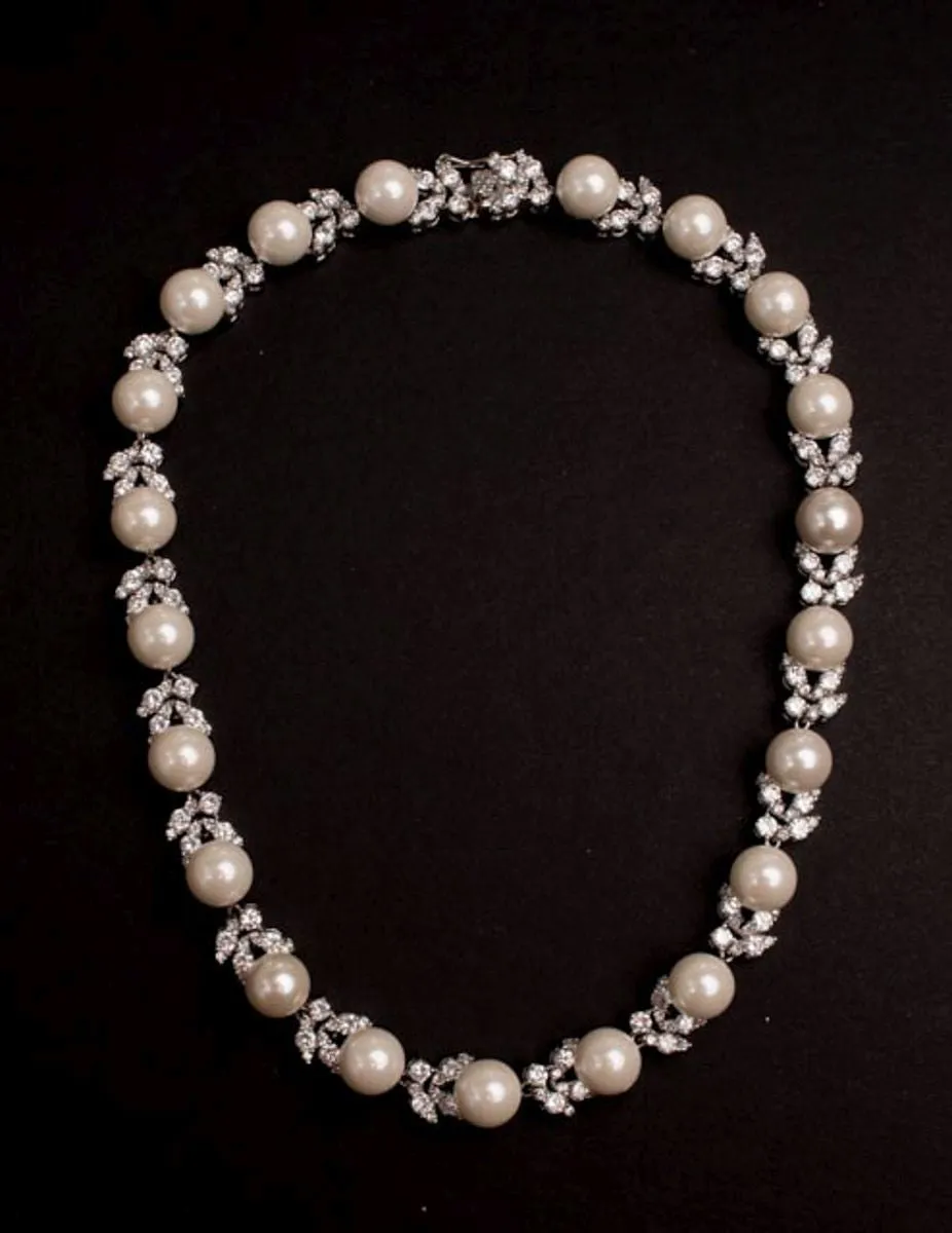 Cubic Zirconia Pearl Necklace