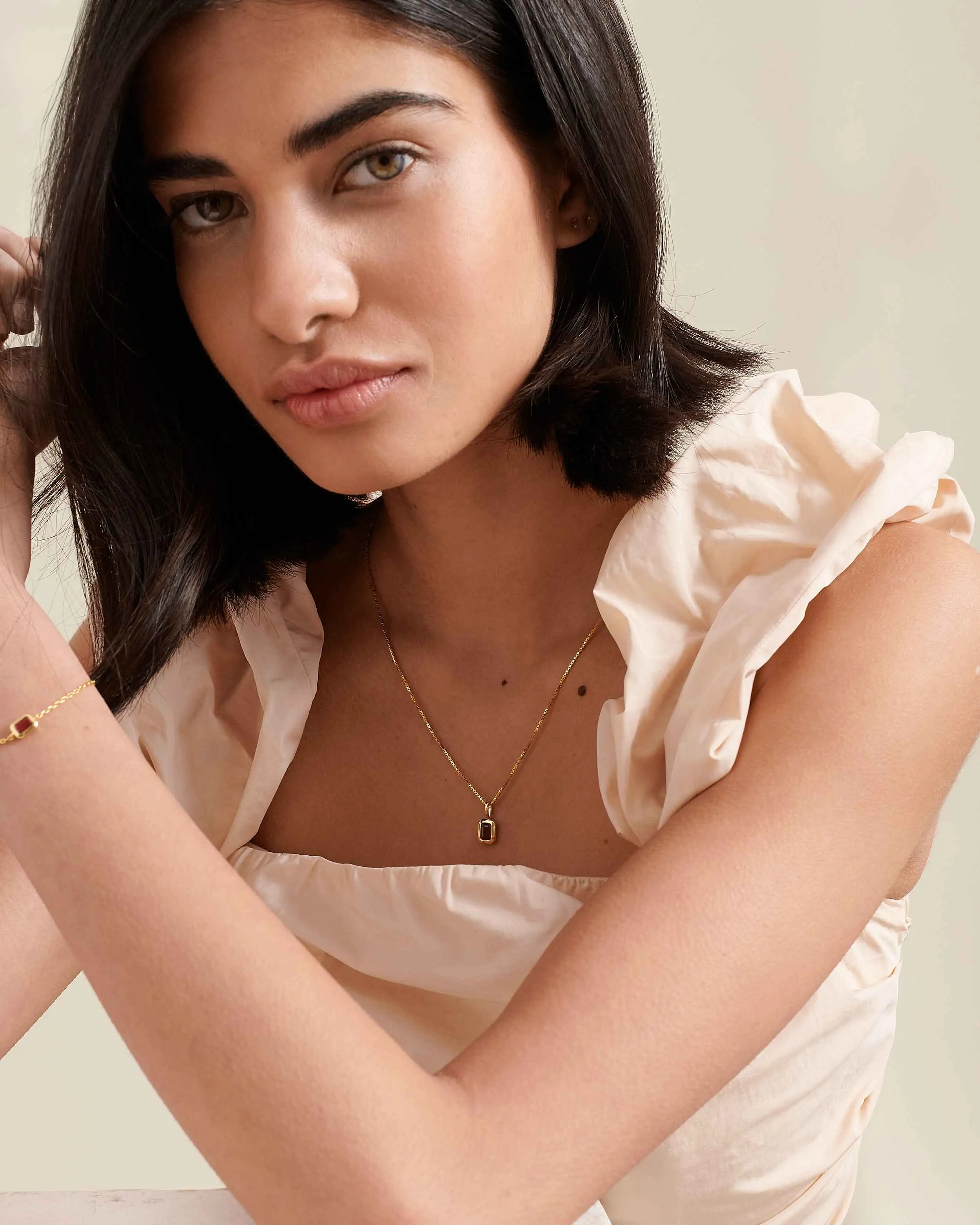 Deco White Topaz April Birthstone Necklace