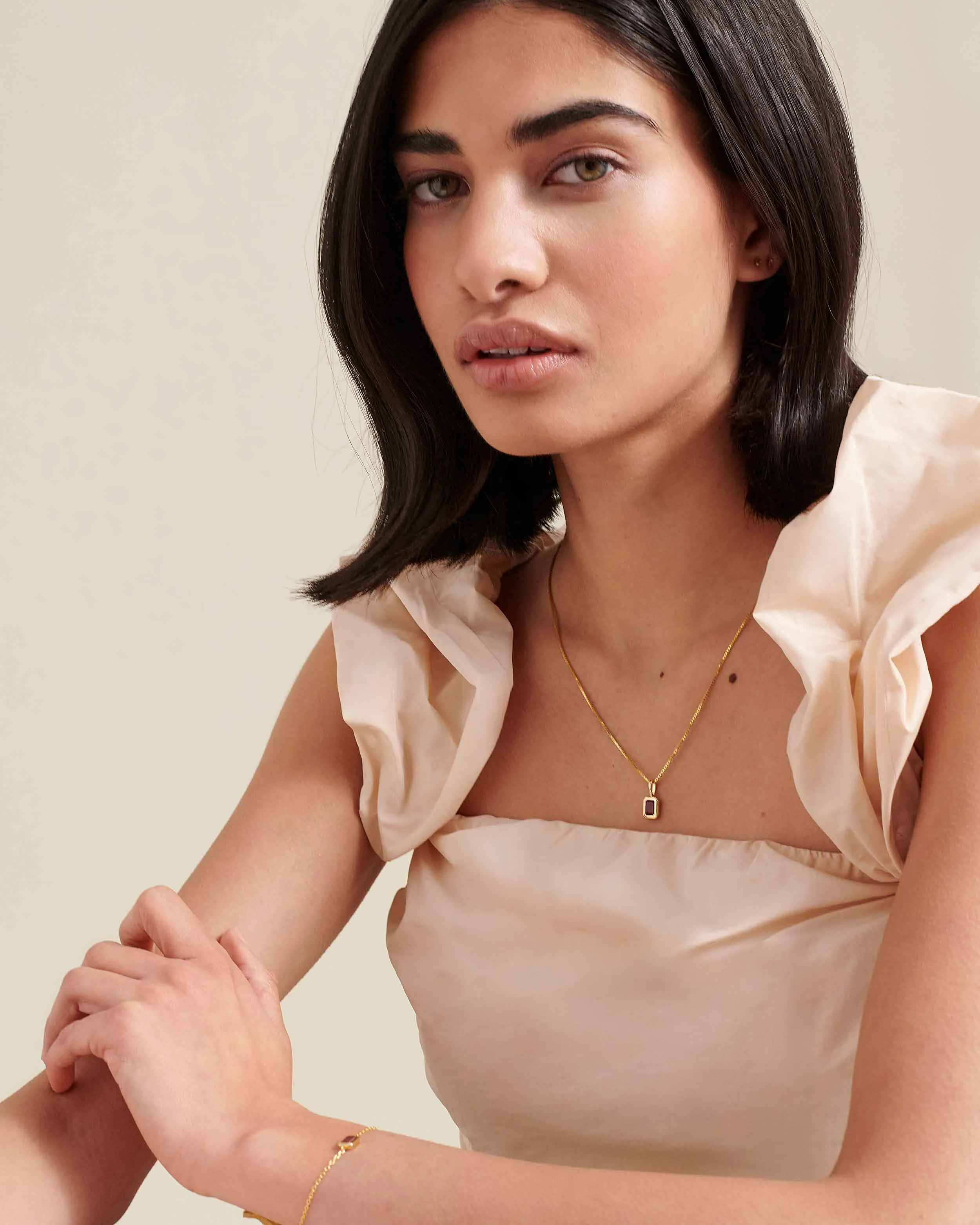Deco White Topaz April Birthstone Necklace