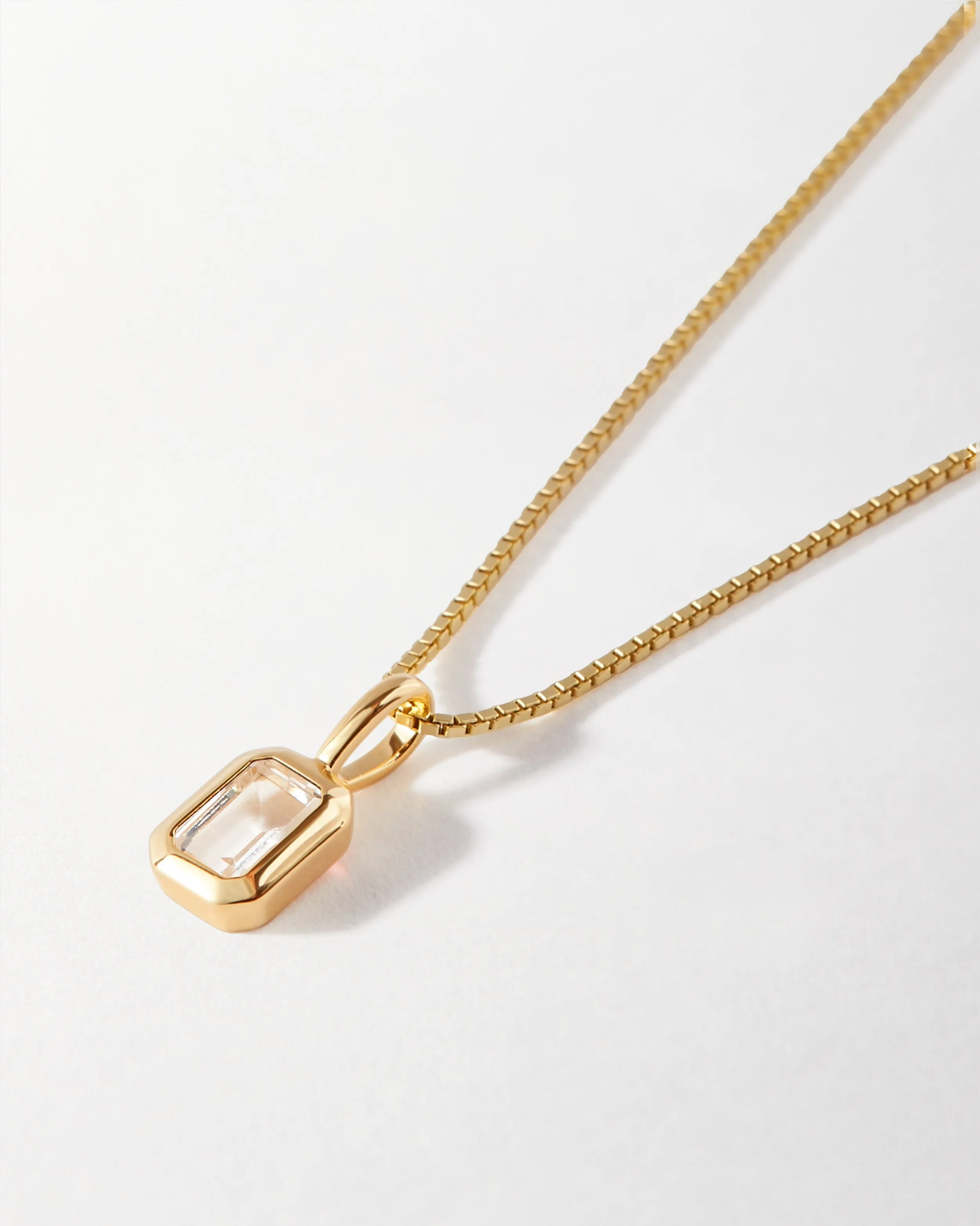Deco White Topaz April Birthstone Necklace