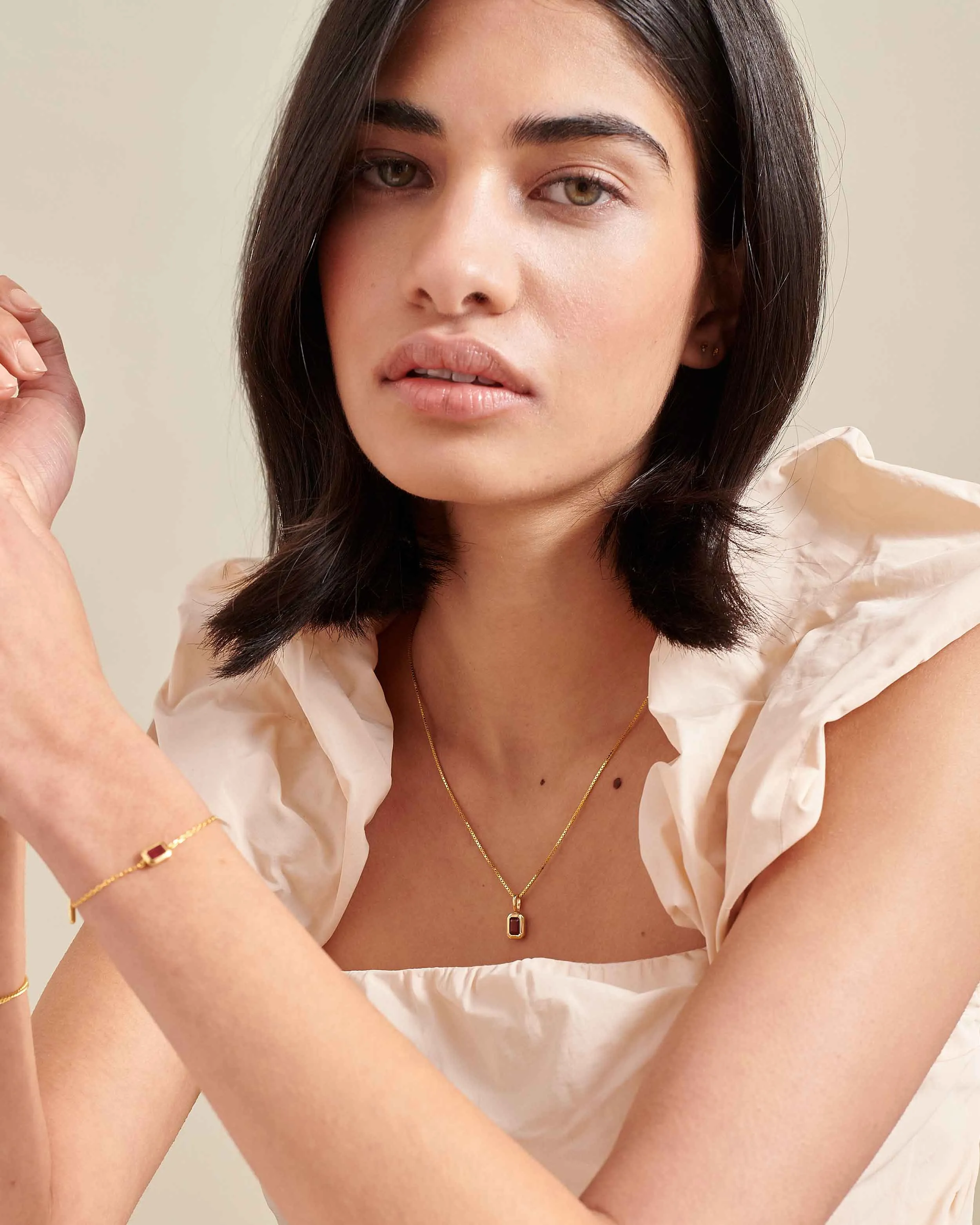 Deco White Topaz April Birthstone Necklace