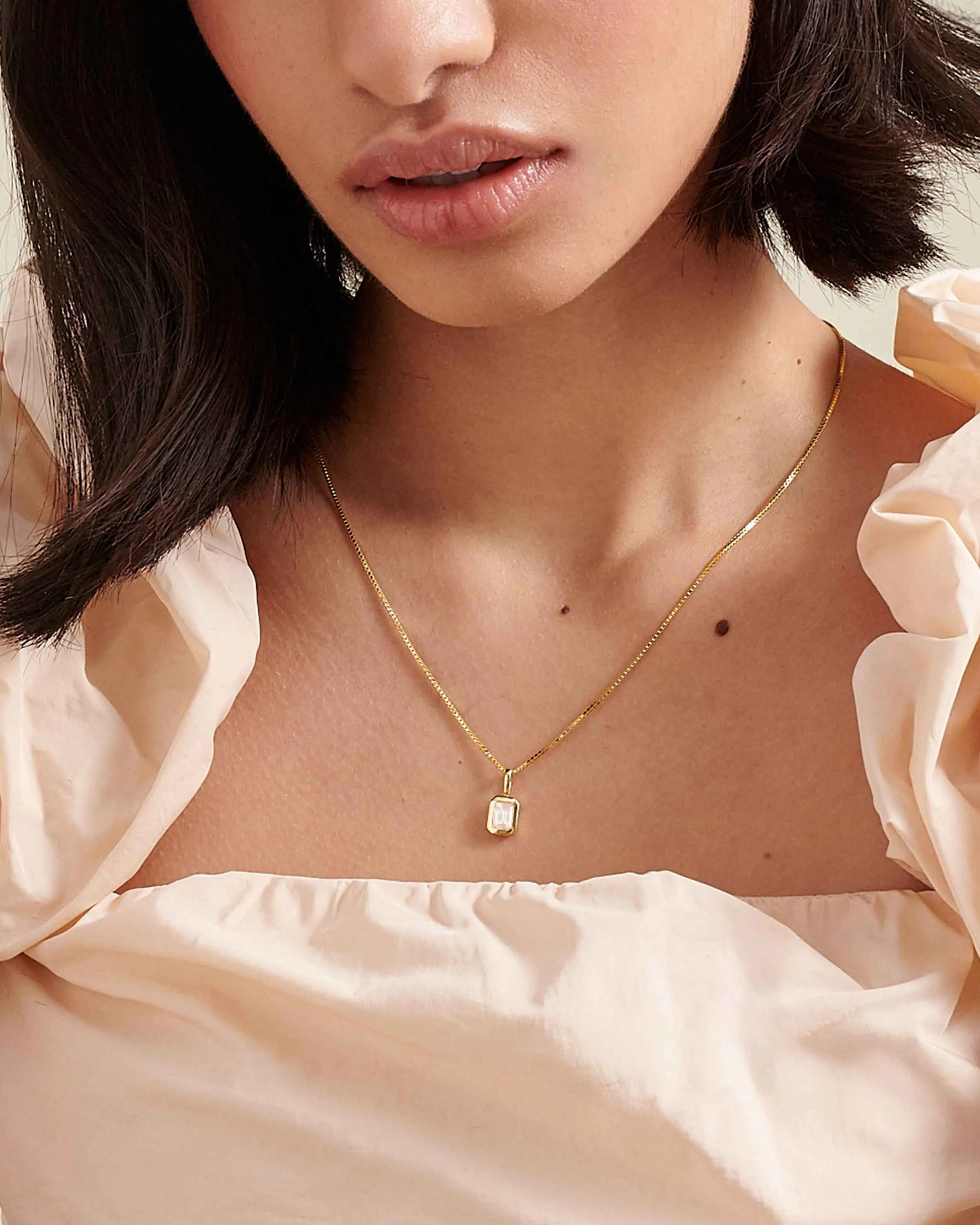 Deco White Topaz April Birthstone Necklace