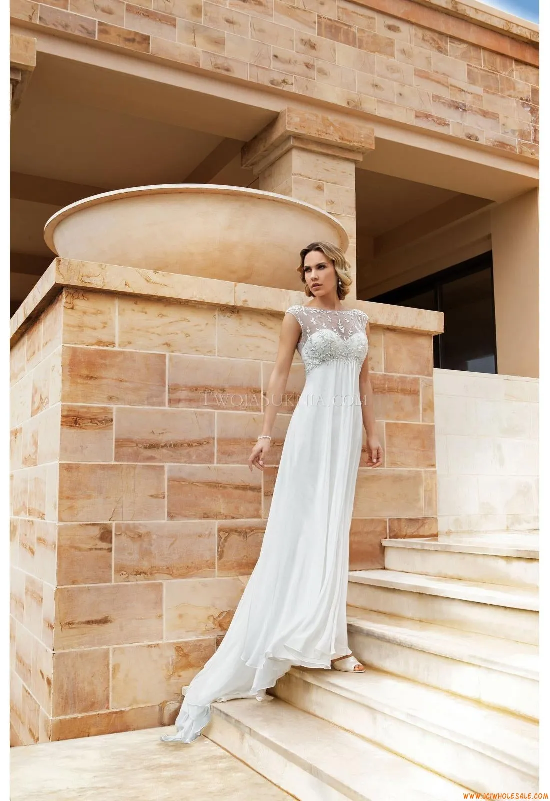 Demetrios chiffon sample wedding dress style DR 187