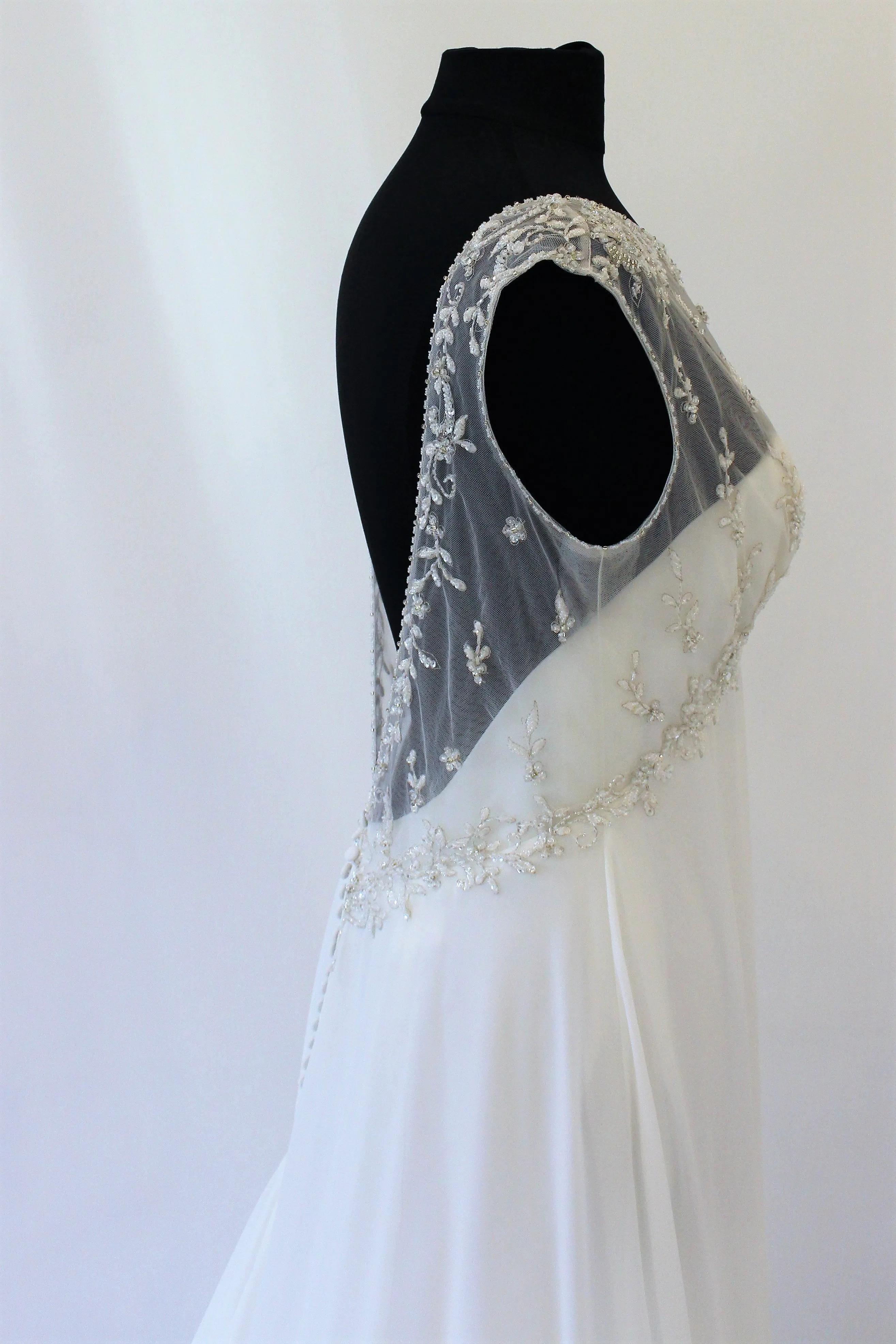 Demetrios chiffon sample wedding dress style DR 187