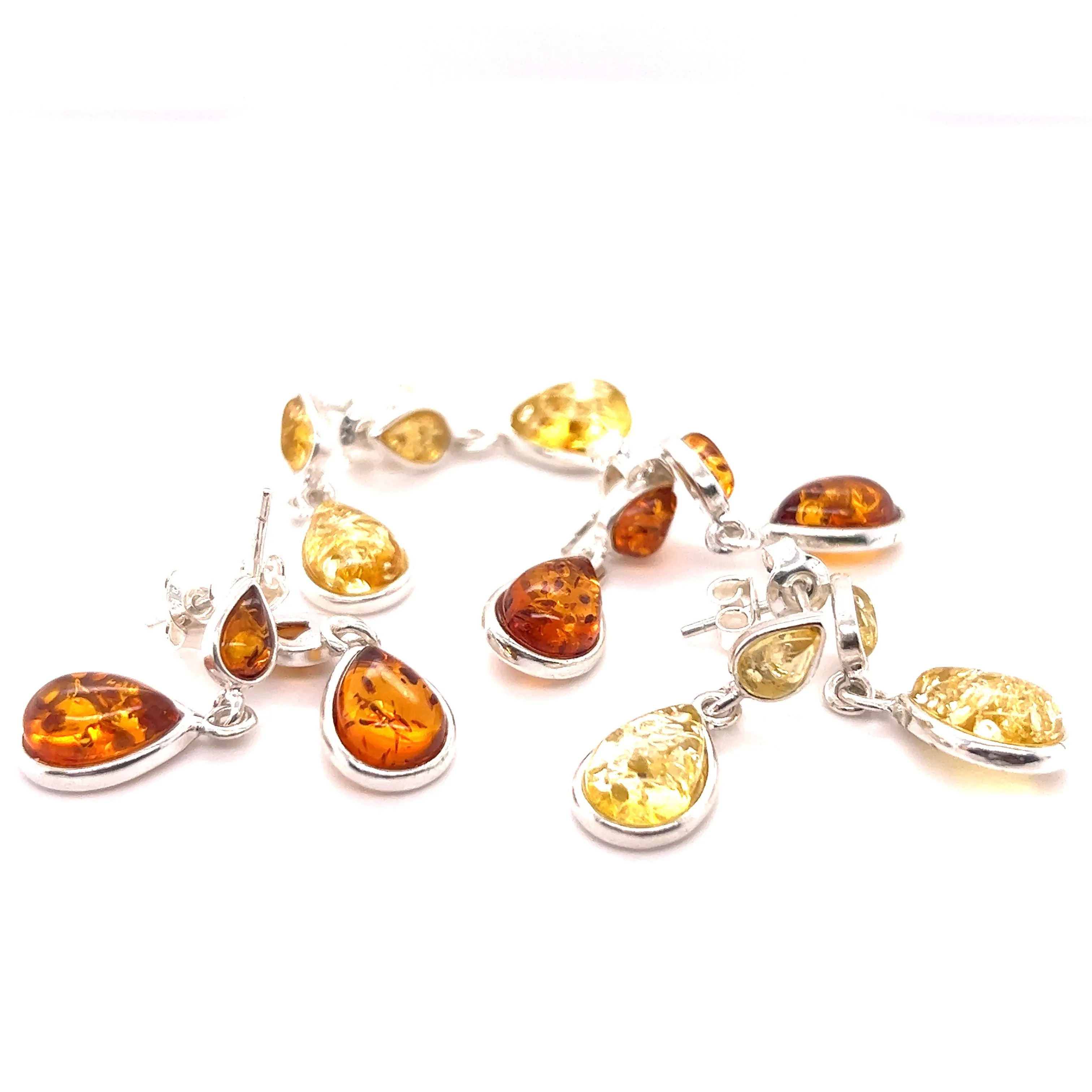 Double Teardrop Baltic Amber Earrings