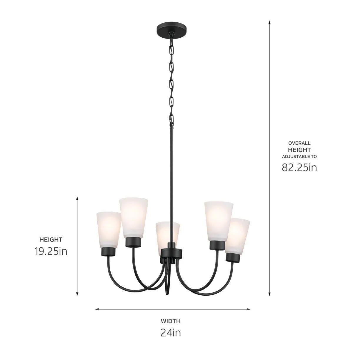 Erma 24 in. 5 Lights Chandelier Black finish