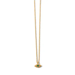 Evil Eye Necklace, Tsavorite Garnet, 9kt Yellow Gold